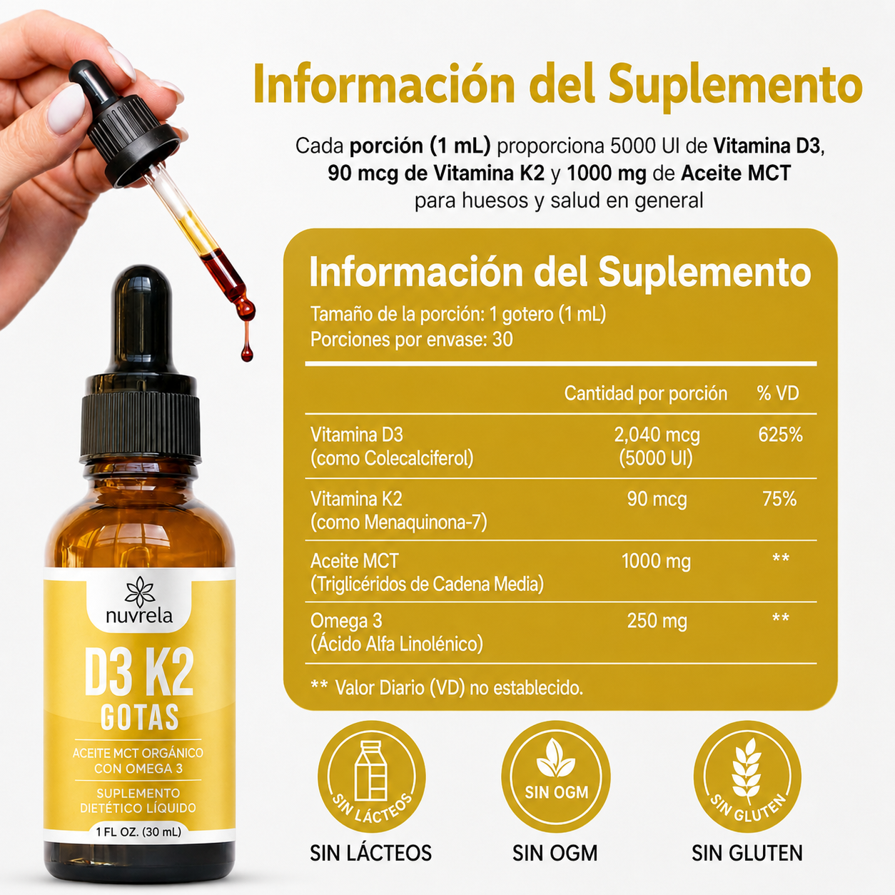Nuvrela™ Gotas Orales Complementarias de Nutrientes