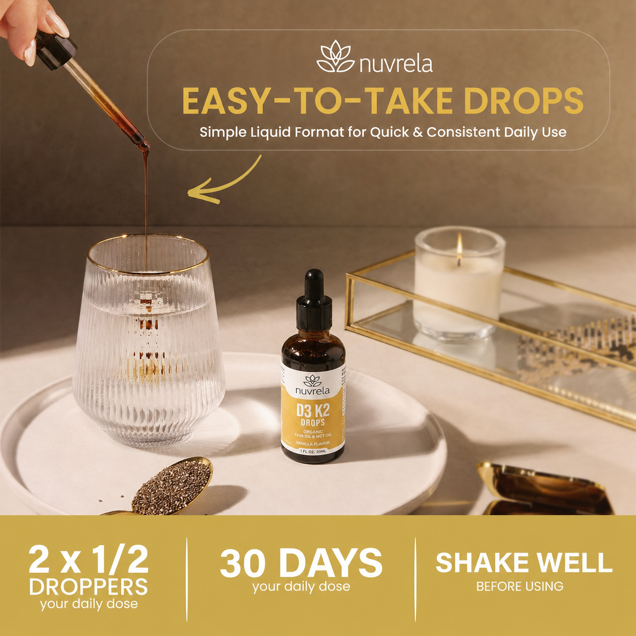 Gotas para la energía y la vitalidad naturales (vitamina D3 + K2)