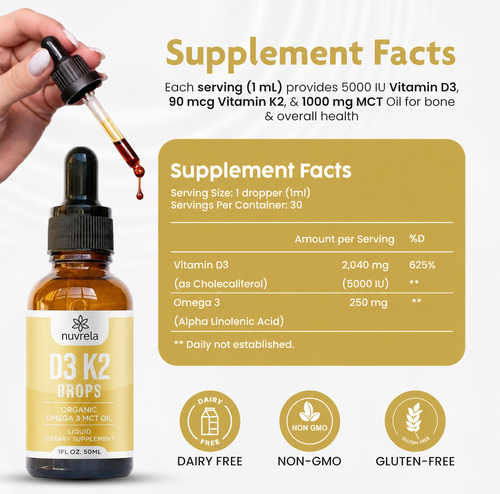 Gotas para la energía y la vitalidad naturales (vitamina D3 + K2)